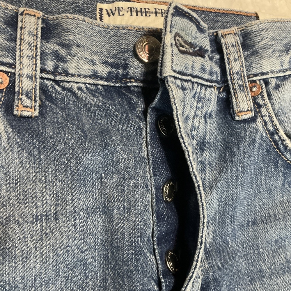 Free People We The Free Women's Size 28 Ripple Wide-Leg Pieced Cropped Jeans - Picture 8 of 16